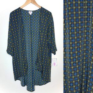 NWT Geometric Summer Kimono Swim Cover Up Black Blue Yellow LulaRoe Lindsay